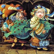 Схема вышивки «Парочка с камбалой»