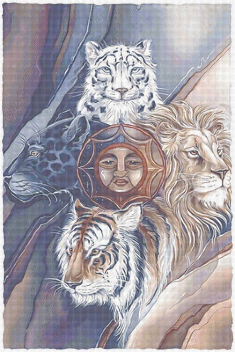 Тотем - тигр, животные, лев, тотем, хищники, пантера - предпросмотр