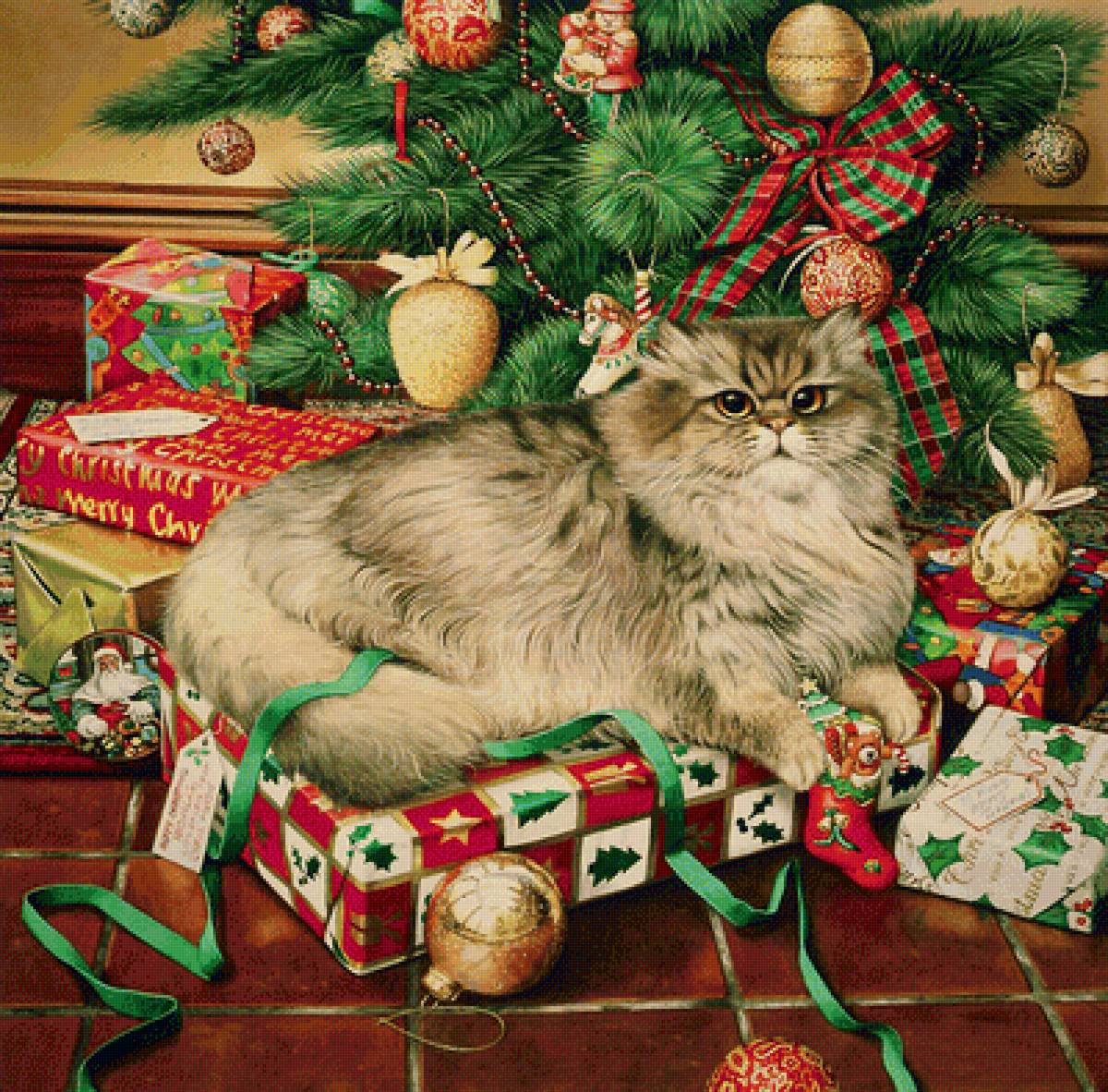 №2090348 - елка, животные, новый год, коты - предпросмотр