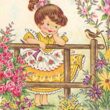 Схема вышивки «Девочка в саду»