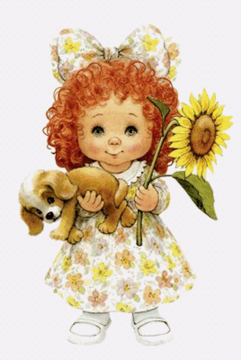 Девочка со щенком - щенок, девочка, детское - предпросмотр