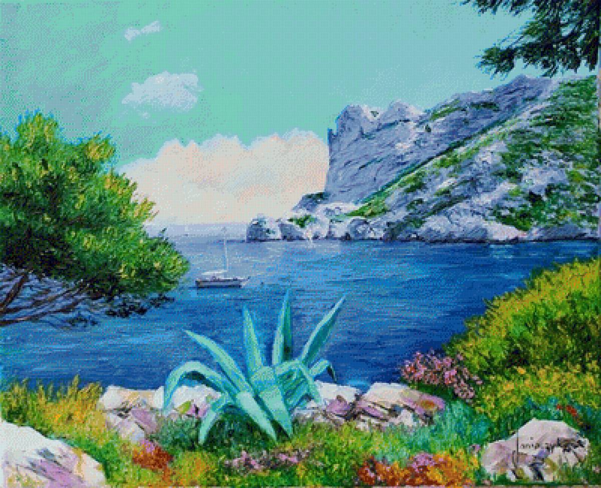 Морской пейзаж - парус, море, пейзаж, лето - предпросмотр