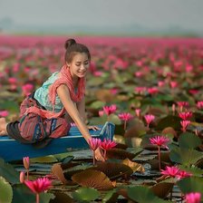 Схема вышивки «Тайка в лодке на озере лотосов»