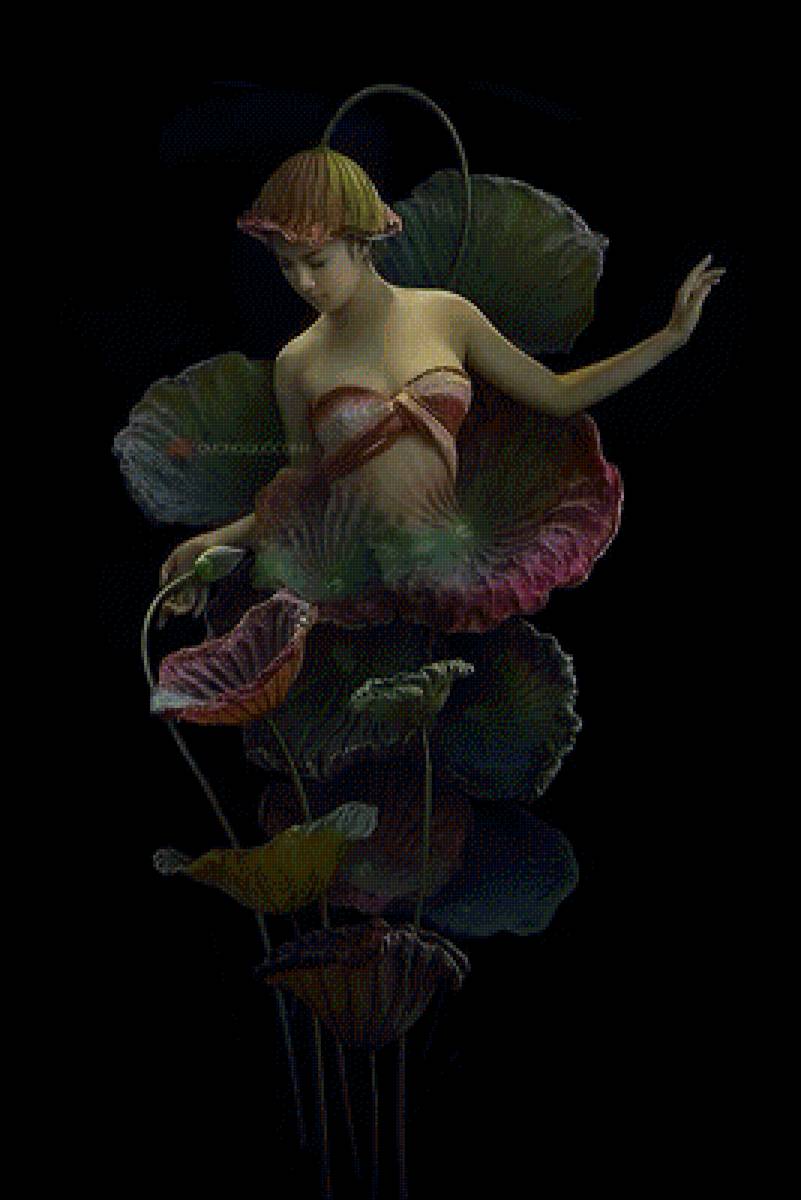 Девушка-Лотос3 - красивая восточная девушка, портрет, душа лотоса, цветок - предпросмотр