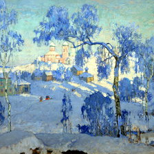 Зимний пейзаж с церковью