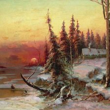 Схема вышивки «Закат в деревне»