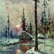 Схема вышивки «Избушка у реки»