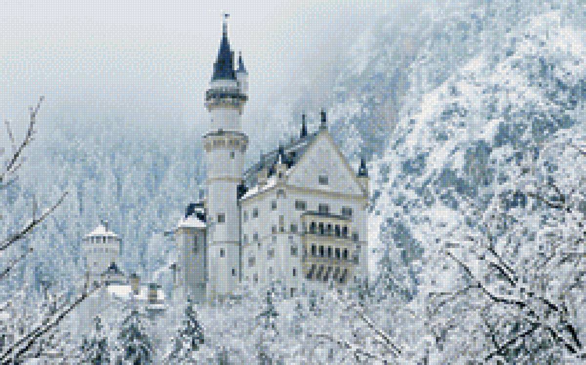 Замок - замок, пейзаж, зима - предпросмотр