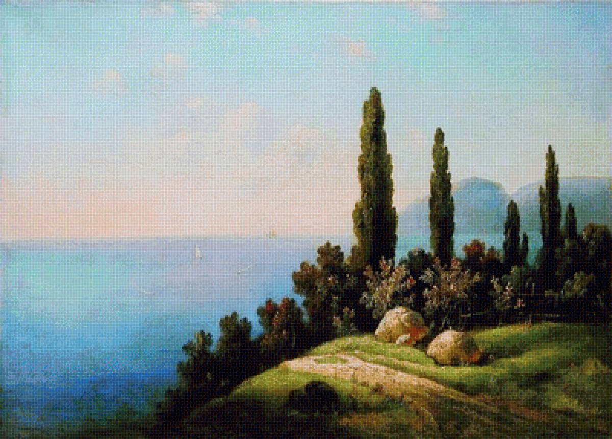 Крым. Вид на море. Кондратенко - живопись, море, пейзаж, домик - предпросмотр