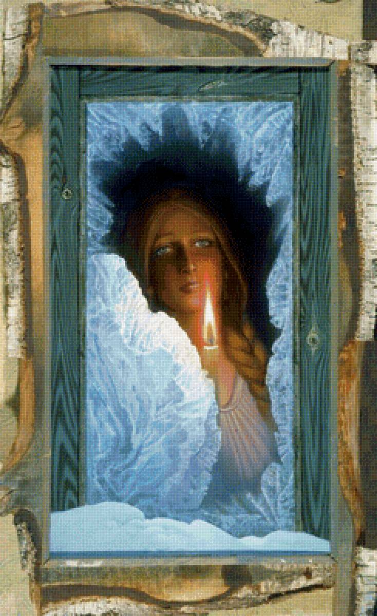 Ожидание. Константин Васильев - окно, девушка, свеча, живопись - предпросмотр