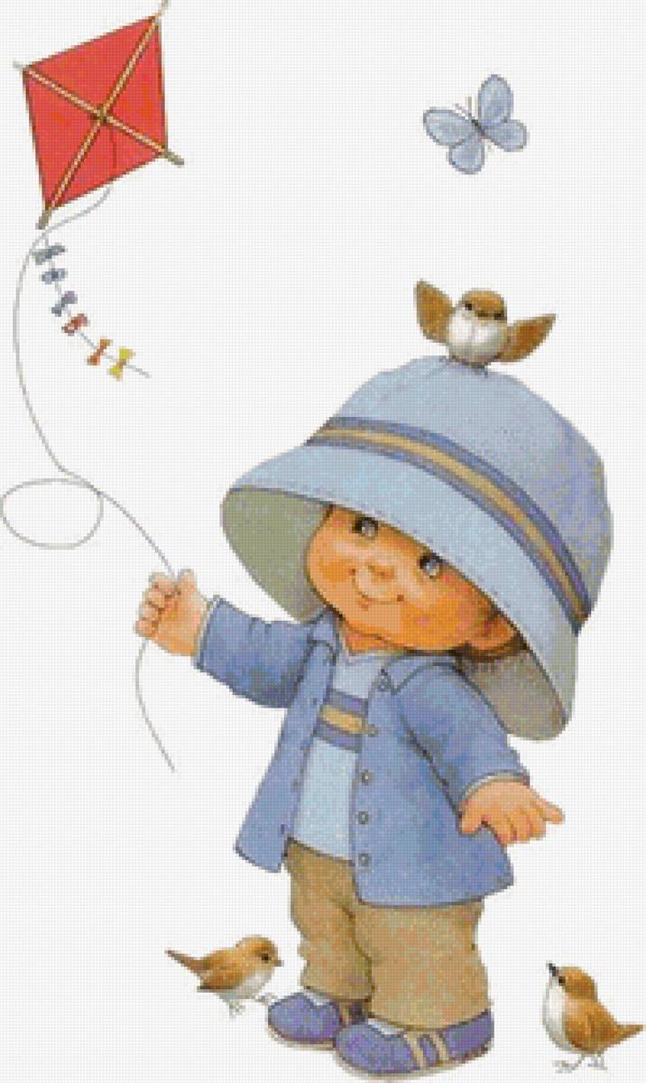 Малыш с воздушным змеем - мальчик, детям, малыш - предпросмотр