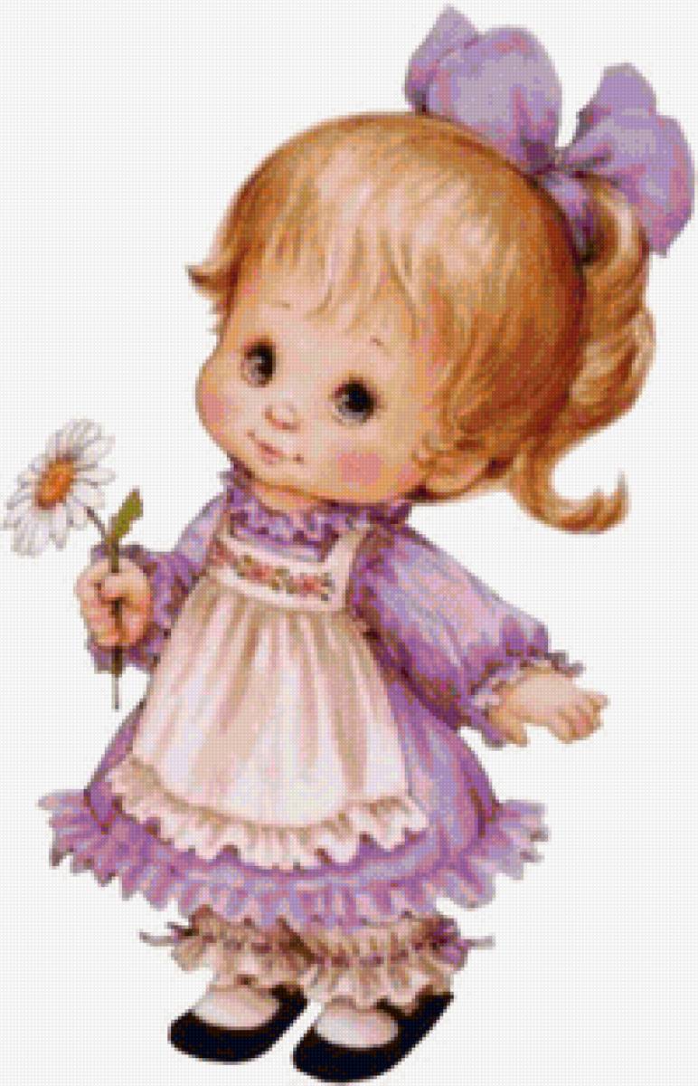 Малышка с ромашкой - ромашка, детям, девочка, малыш - предпросмотр