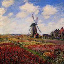 Схема вышивки «Поле тюльпанов с мельницей в Рейнсбурге. Клод Оскар Моне»