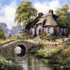 Схема вышивки «Домик у реки»