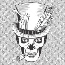 Схема вышивки «череп в шляпе»