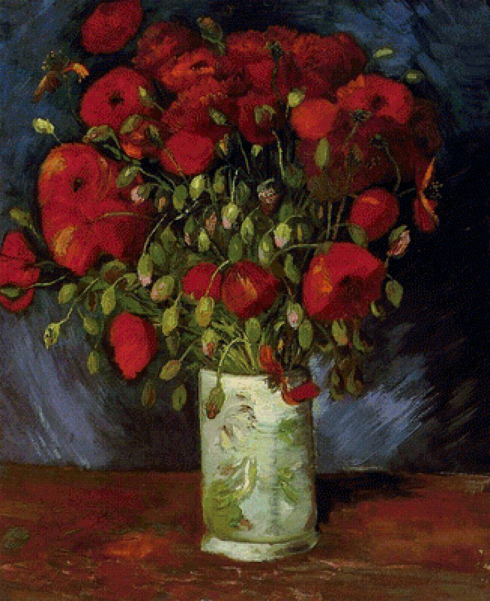 Ваза с красными маками. Винсент Ван Гог - цветы, ваза, натюрморт, маки, ван гог, живопись - предпросмотр