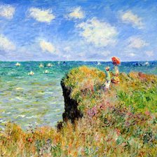 Схема вышивки «Прогулка по скалам в Пурвиле. Клод Моне»