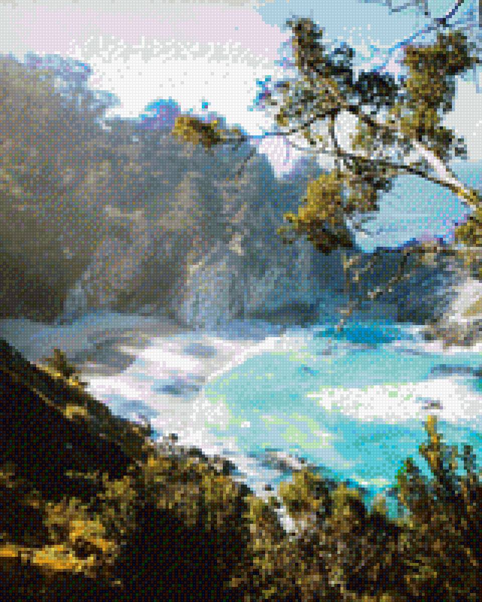 Море горы дерево пляж - предпросмотр