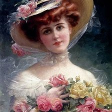 Схема вышивки «Девушка с букетом»