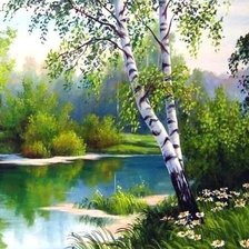 Схема вышивки «березы»