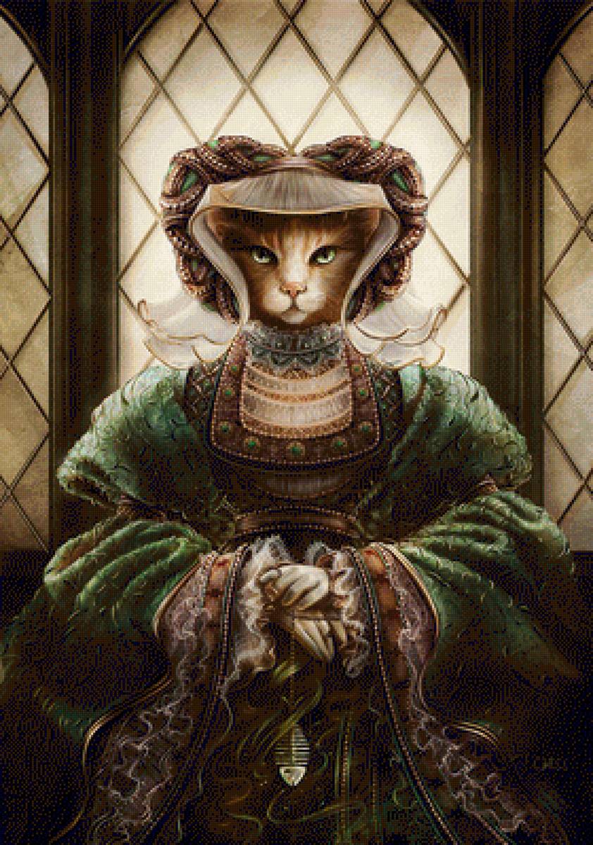 Леди кошка - винтаж, кошка, фэнтези - предпросмотр