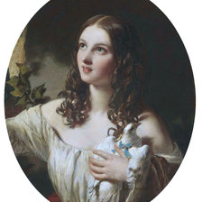 Схема вышивки «Девушка и голубь.»