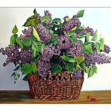 Схема вышивки «Корзина с сиренью.»