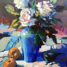 Схема вышивки «Цветы и птица»