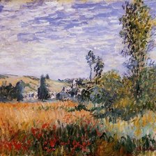 Схема вышивки «Пейзаж с видом на Ветей. Клод Моне»