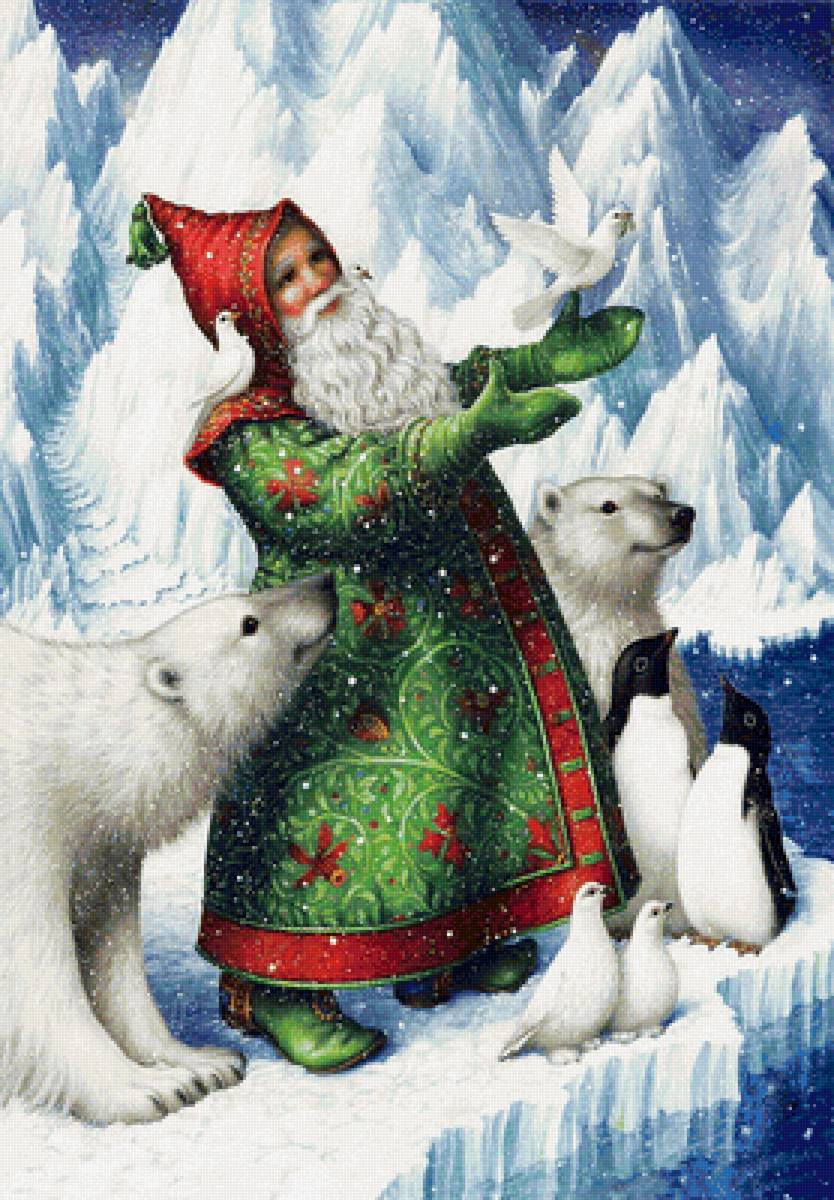 Арктический Дед Мороз - зверушки, новый год, дед мороз - предпросмотр