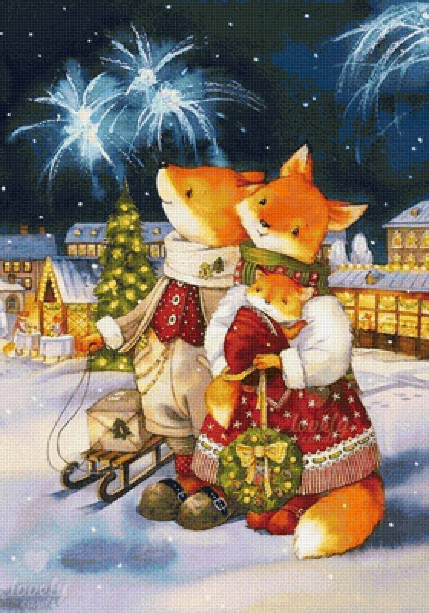 Лисий Новый год - лисичка, новый год, рождество, детское - предпросмотр