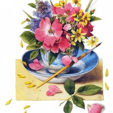 Схема вышивки «Букетик в чашке»