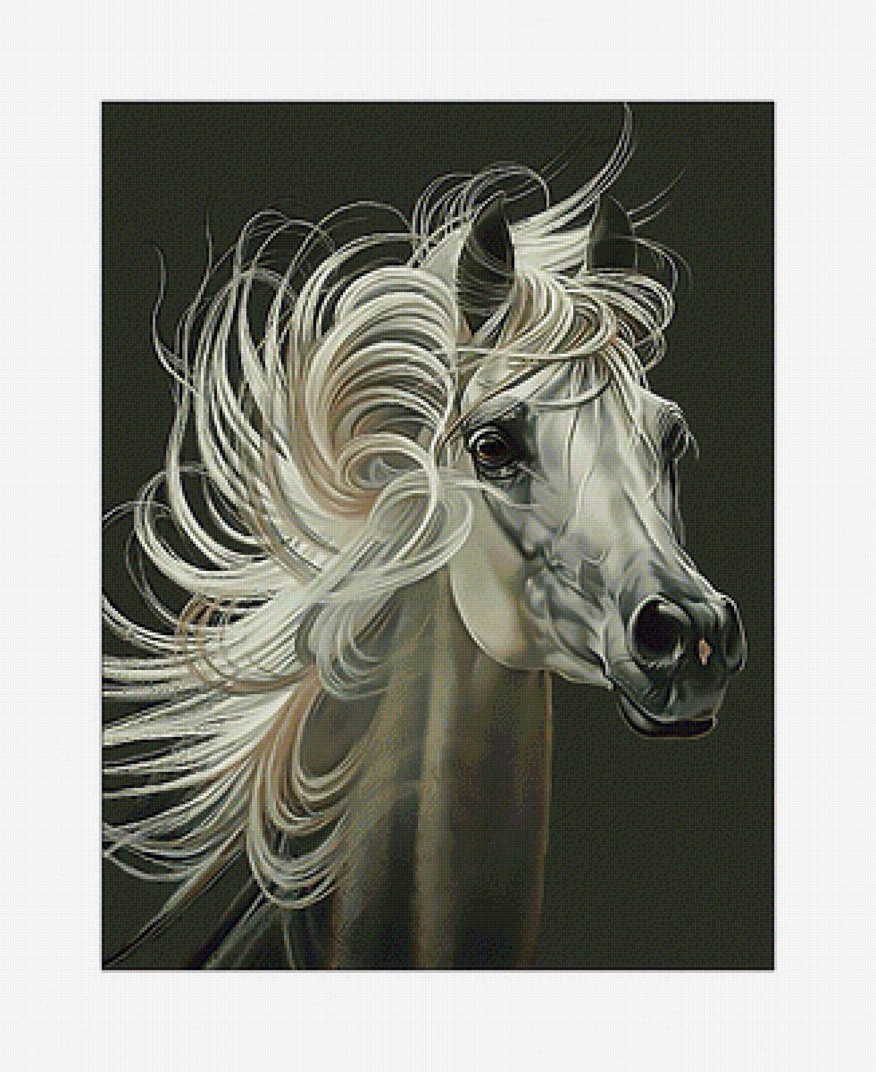 Ветер в гриве. - лошадь, живопись, ветер, грива, конь, животные - предпросмотр