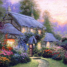 Схема вышивки «томас кинкейд. лето коттедж»