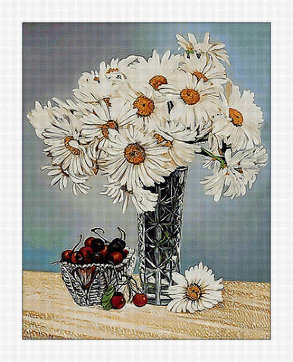 Ромашки. - ромашки, букет, натюрморт, живопись, цветы - предпросмотр