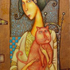 Схема вышивки «Портрет с кошкой 3. Дмитрий Сулимов»