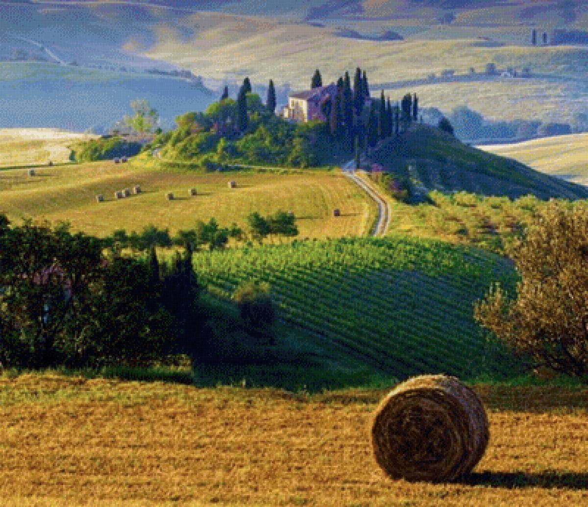 Тоскана - поле, осень, дом, пейзаж - предпросмотр