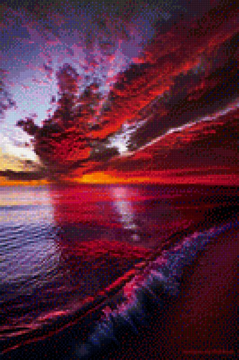 Закат у моря - море, пейзаж, закат, природа - предпросмотр