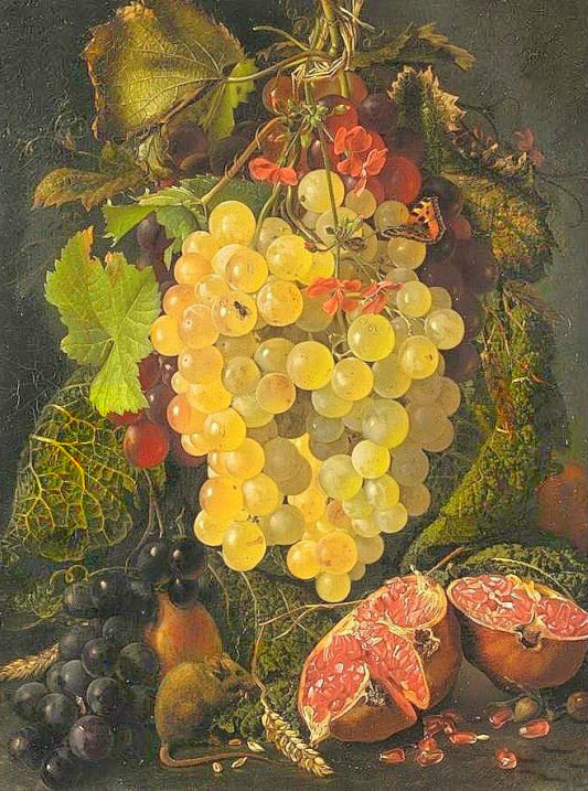 Натюрморт - виноград, фрукты, мышка, гранат - оригинал
