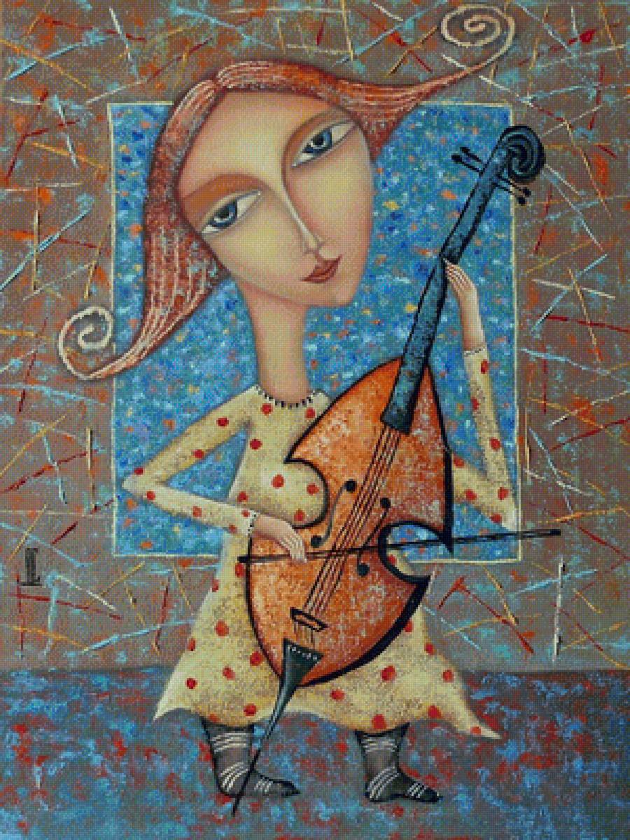 Вечерняя соната. Дмитрий Сулимов - девушка, живопись, наив, портрет - предпросмотр