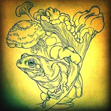 Схема вышивки «Жаба на грибочке»