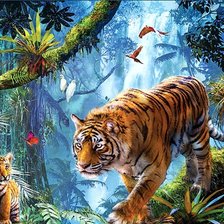 Схема вышивки «тигры»