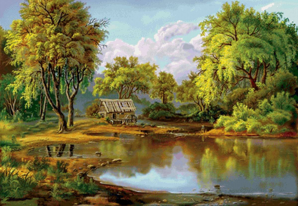 Домик - вода, природа, пейзаж - предпросмотр