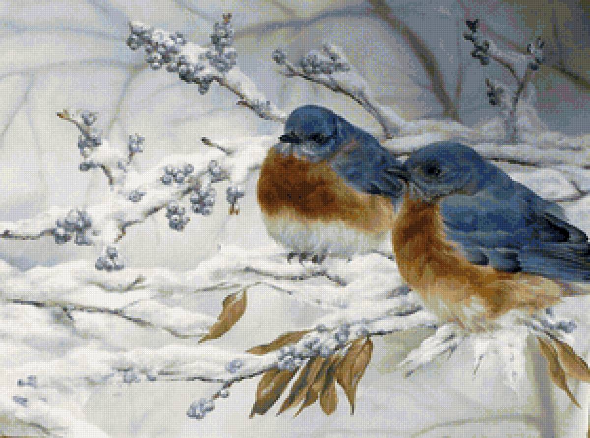 №2099534 - птицы, ягоды, дерево, зима - предпросмотр