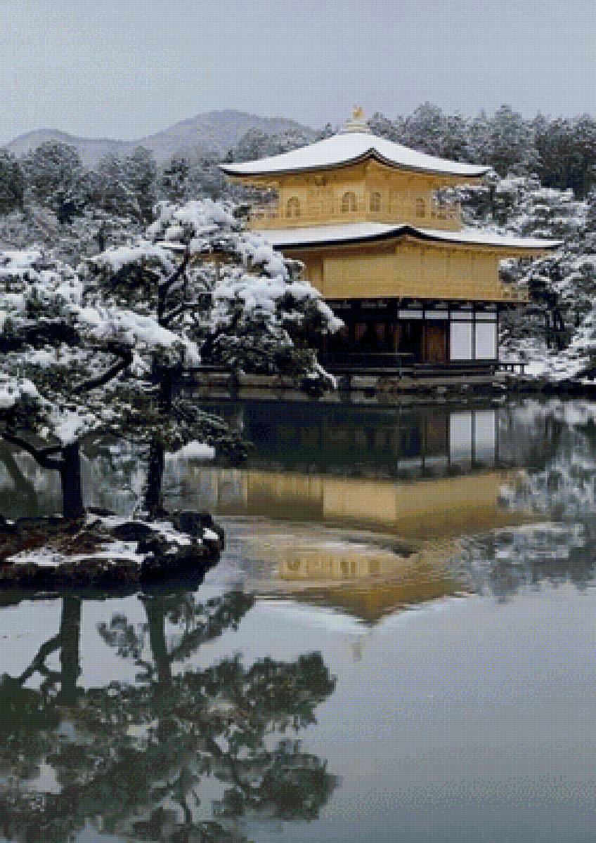 Японский пейзаж 2 - пагода, пейзаж, пруд, япония - предпросмотр