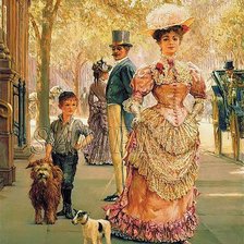 Схема вышивки «Дама с собачкой. Алан Мейли»