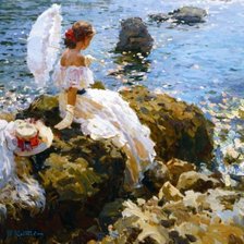 Схема вышивки «На берегу. Владимир Гусев»