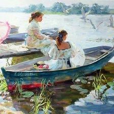 В лодке. Владимир Гусев