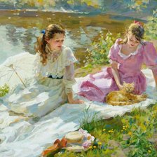 Схема вышивки «У пруда. Владимир Гусев»