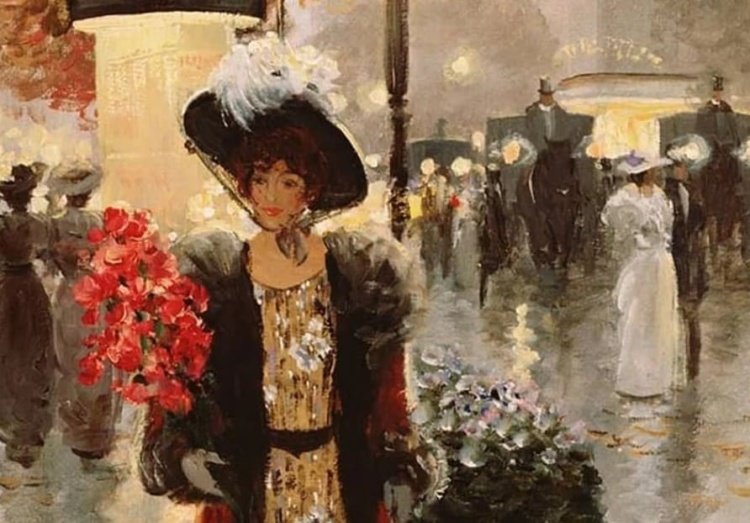 Парижанка. Криста Киффер - букет, женщина, париж, дама, 19 век - оригинал